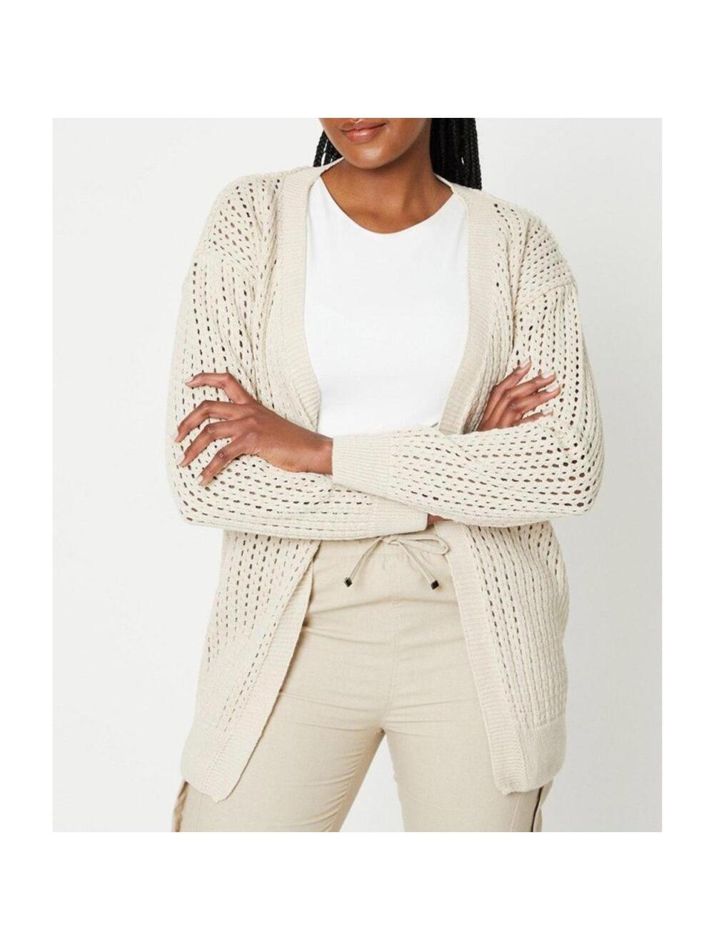 89th + Madison Cream Open-Knit Cardigan XL